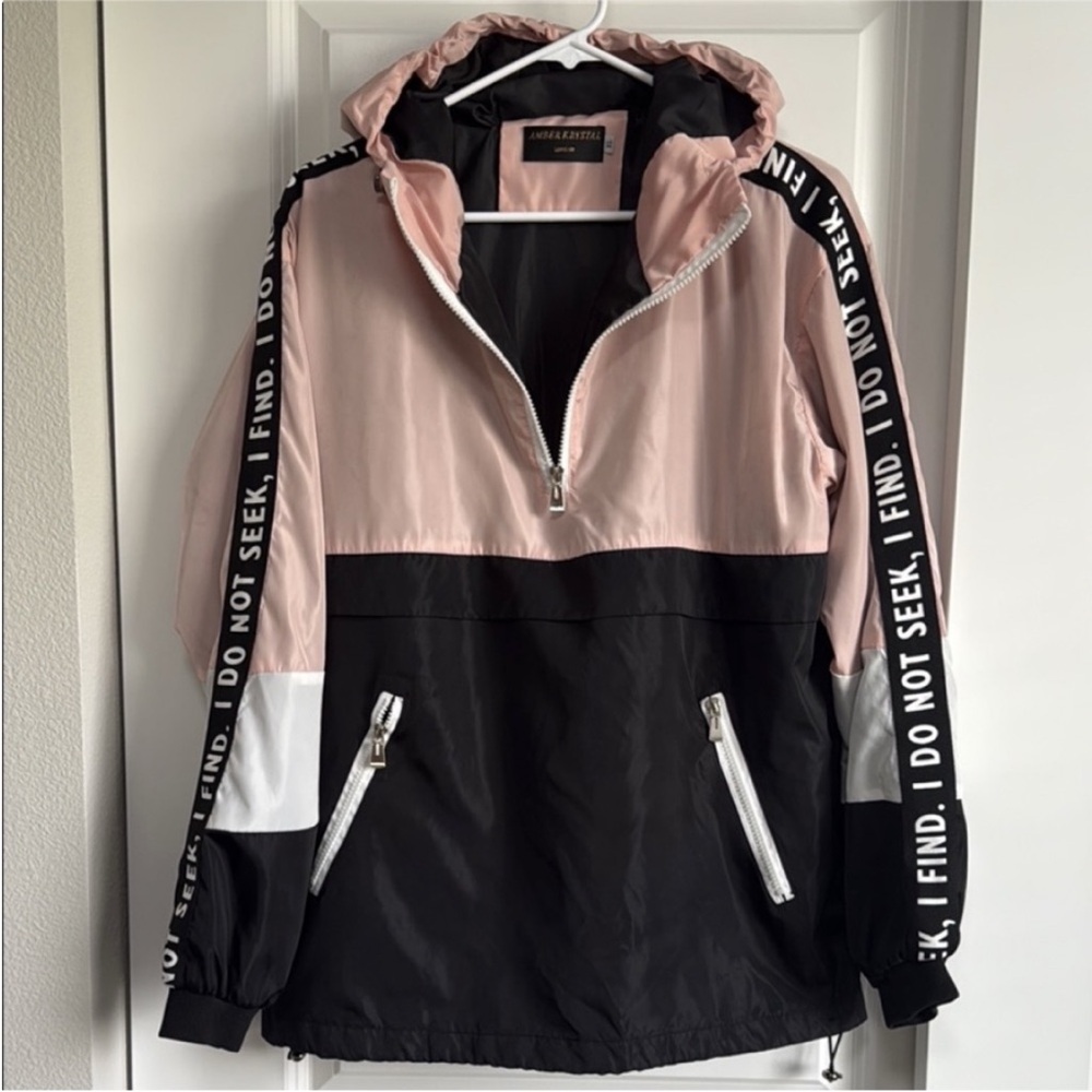 Windbreaker Rain Jacket Half-Zip Utility Hooded